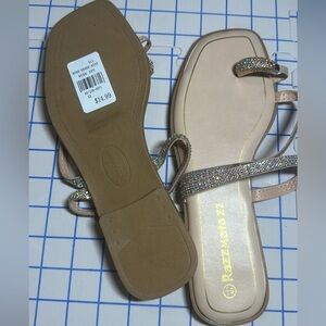 Women's Glitter Strap Sandals - Cream